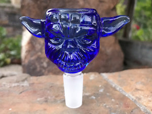 14mm Male Blue Glass Yoda Bowl - Volo Smoke and Vape
