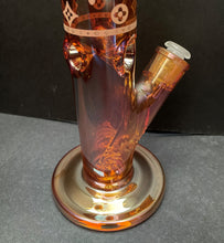 Beautiful Shimmering Amber Thick Glass 14"" Straight Bong Thick Clear Large Bowl