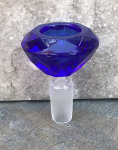Thick Blue Glass 14mm Male Diamond Large Bowl