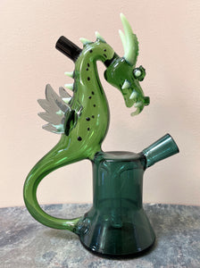 Collectible 7" Thick Green Glass Dragon Rig includes 2 Quartz Bangers + Xtras
