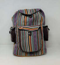 Drawstring Ghery Back Pack w/Flap and Button Pockets - Green/Purple XOXO's
