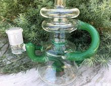 8" Recycler Rig/Glass Water Pipe w/2 - 14mm Male Slide Bowls - Jade