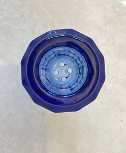 Cool Design Blue Thick Glass 14mm Male Bowl w/4holes built in screen