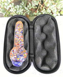 5" Thick Fumed Glass Handmade Spoon Pipe w/Implosion Design includes a Zipper Padded Case - Confetti Splatter