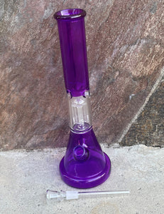 12" Thick Beaker Bong Purple Transparent 4 Arm Tree Perc