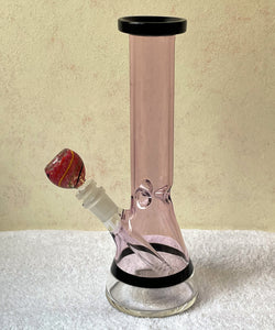 10" Black & Pink Thick Glass Beaker Bong - Lady Executive