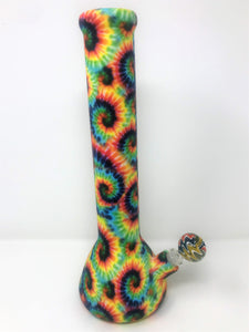 NEW! Tie Dye Design Silicone Detachable 13" Bong Glass Downtem Colored Bowl