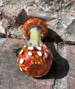 Collectible! 4.5" Handmade Thick Fumed Glass Mushroom Hand Pipe - Tangerine Dream(size & color may vary)