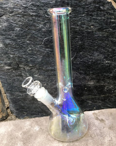 Elegant 10" Beaker Thick Glass Bong Ice Catchers Thick Glass Downstem 14mm Bowl - Iridescent Ice