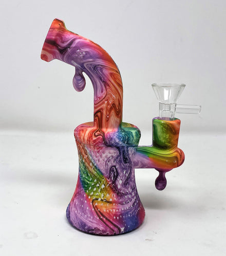 Beautiful Multi Color Swirl Design Silicone Detachable Bong