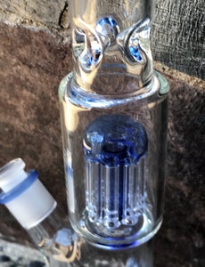 12.5" Straight Thick Glass Bong w/10 Arm Tree Perc w/2 - 14mm Bowls & Ice Catcher