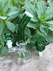 6" Buzz Beaker Water Rig w/Shower Perc & 14mm Yoda Man Bowl & Double Lip Green Bowl