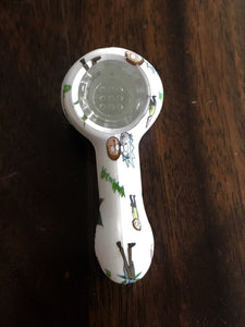 Best 3" Silicone Rick & Morty Spoon Hand Pipe with Glass Screen