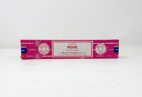 Satya Nag Champa Hand Rolled Rose Incense - 1 Box of 12 Sticks, 15g