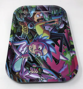 Collectible Rick and Morty Large Metal Rolling Large Tray w/Spill Proof Cover