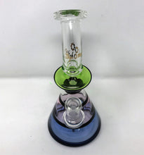 Collectible! 8" High Med Glass Beaker/Rig  w/Shower Perc, Quartz Banger & Carb Cap - Green, Pink, Purple