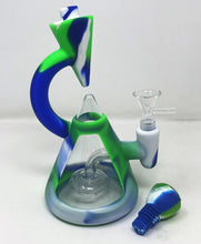 Unique Design Silicone & Glass 8" Bong Shower Perc. 2 - 14mm Bowls