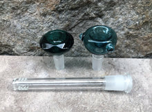 Thick Fumed Glass Beaker 18" Bong 14mm Diamond Bowl + Extra bowl - Aquamarina