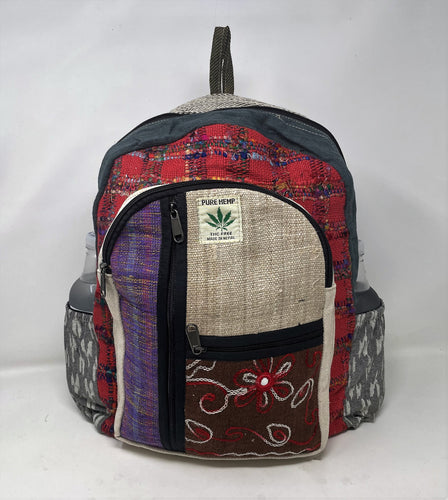 All Natural Hemp Handmade Multi Pocket Light Backpack/Daypack