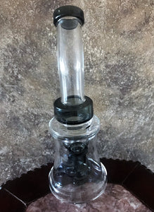 9" Thick Glass Shower Perc/Water Rig Bong Pipe w/2 - 14mm Male Slide Bowls Grinder - Black Smoke