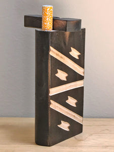 4" Solid Dark Wood Dugout/Stash Box with Cutout Design & Aluminum Bat