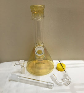 Elegant Thick Fumed Glass Beaker 9" Bong Ice Catcher Quartz Banger Tool Bowl - Fume Glase'