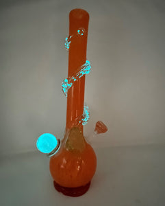 16.5" Thick Heavy Soft Glass Bong w/Glow In the Dark Swirl - OrangeAide