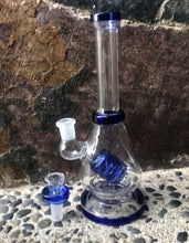 Thick Glass Triple Shower Perc 8.5" Rig 14mm Male Blue Glass Bowl