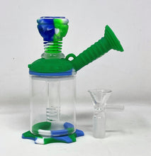 Mini 4.5" Silicone & Glass Bong 14/18mm Dual use Silicone Bowl + Glass Bowl