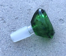 14mm Male Thick Green Glass Large Diamond Shaped Bowl