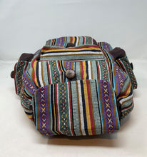 Drawstring Ghery Back Pack w/Flap and Button Pockets - Green/Purple XOXO's