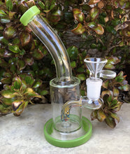 New! 6" Water Rig with Colored Shower Perc 14mm Herb Bowl - Cool Lime
