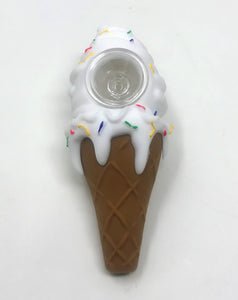 Collectible Silicone Detachable Unbreakable Ice Cream Cone 4.5" Hand Pipe Bowl