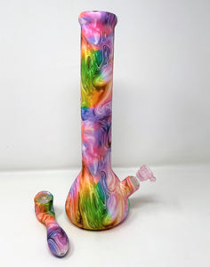 Multi Swirl Design 13" Detachable Silicone Bong 5.5" Silicone Hand Pipe