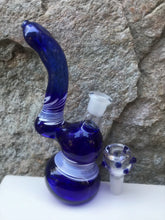 New! Handmade 6" Bubbler/Pipe Blue Glass with 14mm Male Bowl - Why Not?