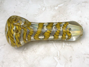 3.5" Handmade Fumed Glass Spoon Hand Pipe - Golden Rope