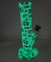 Glow in the Dark Rick & Morty Design 10" Straight Unbreakable Silicone Bong