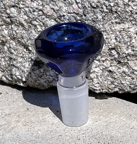 18mm Male Thick Blue Glass Large Slide Bowl - Diamond Shaped