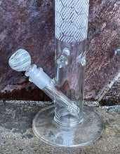 15.5" Honeycomb Etched Design on Thick Glass Straight Bong with 14mm Male Bowl