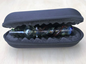 Unique! 7.5" Hand Blown, Thick Glass Tobacco Steam Roller Pipe with Zipper Padded Case