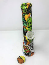 Silicone Detachable Unbreakable 8.5" Bong w/Glass Screen Bowl Fire Grinch Design