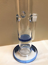 Thick Glass 10" Straight Rig Blue Honeycomb Perc w/Glass Connecting Adapter Bowl  - Blue Buzz