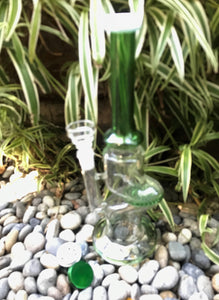 Thick Glass 11" Zong Rig Pipe w/Honeycomb Perc & 14mm Herb Bowl, 4-Part Grinder - Roller Coaster