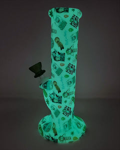 Glow in the Dark Rick & Morty Design 10" Straight Unbreakable Silicone Bong