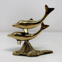 5.5" Solid Brass Dolphins Riding the Wave