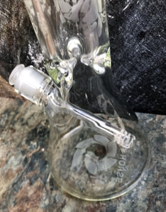 16" Glass House - Thick Heavy Glass Beaker Bong w/Etched Roses Design & Diamond Shaped Bowl