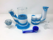 Silicone Detachable 9" Bong w/Glass 2-14mm Bowls Silicone inline Perc Hand Pipe