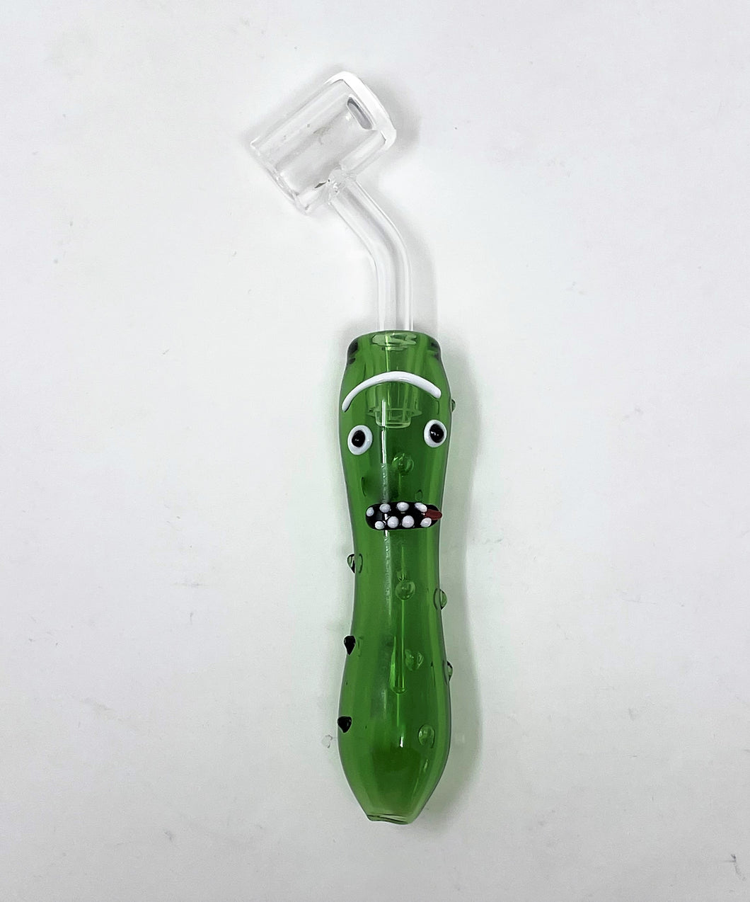 Thick Green Glass Pickle Rick Hand Pipe Dab w/10mm Male Quartz Banger