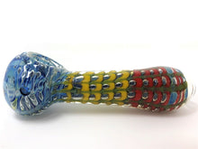 THICK Handmade Glass Tobacco Hand Rig 5"-6" Tri Color+ Organic Hemp Wick - Volo Smoke and Vape