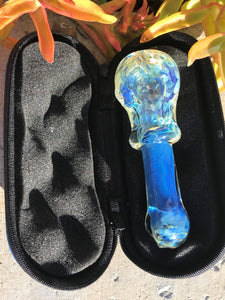 4.5" Glass Handmade Spoon Pipe Zipper Padded Hard Case Pouch Best - Volo Smoke and Vape